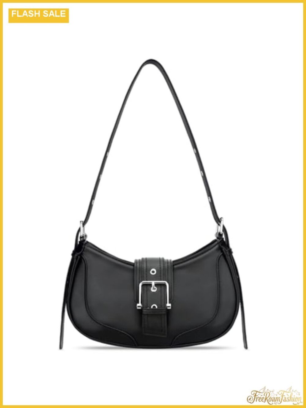 Retro Crescent Hobo Shoulder Bag Vegan Leather Y2K Purse Adjustable Strap